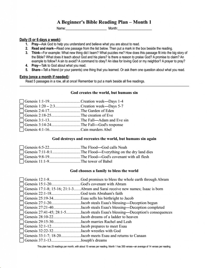 Free Printable Bible Reading Plan For Beginners
