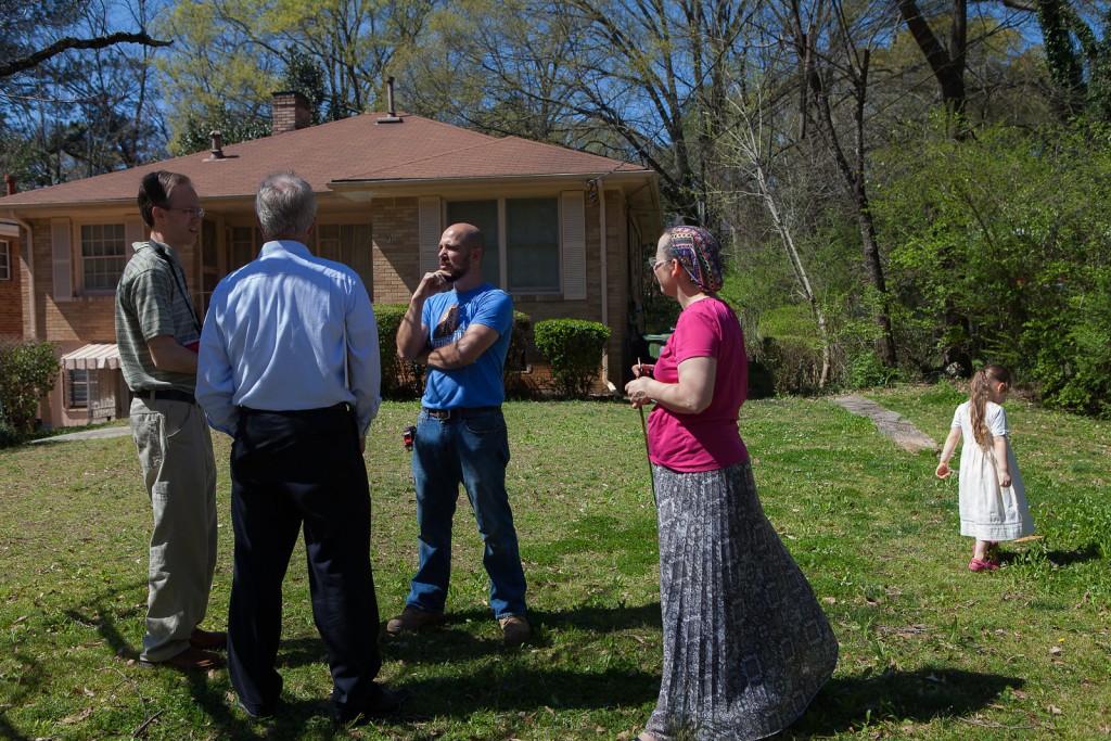 Regrouping outside the house we rejected. L to R: Me, our realtor, Steve, Zonya.